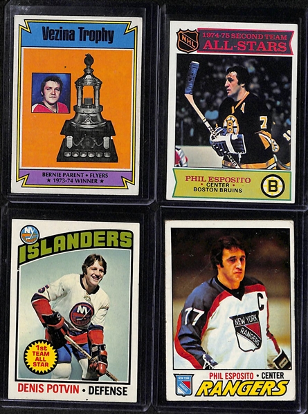 Lot Of 700+ Topps Hockey Cards From 1971-1979 w. Bobby Orr, Esposito, Hull, Dionne, Parent, Potvin, Robinson, Mikita, Trottier, Dryden